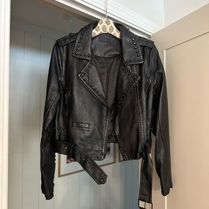 Black Vegan Leather Jacket Blank NYC